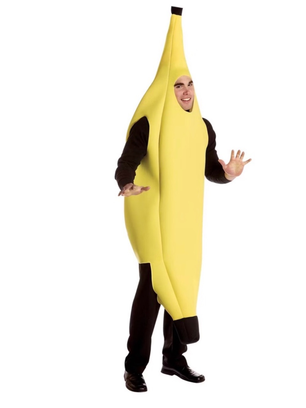 Halloween Costumes Adult Deluxe Banana Costume Bodysuit Yellow Size OSFM New